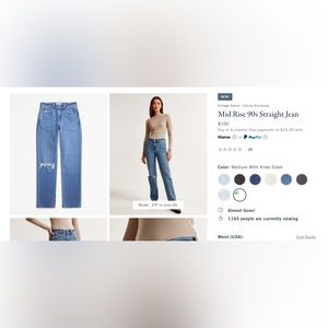 Abercrombie Mid Rise 90s Straight Jean - Size 25